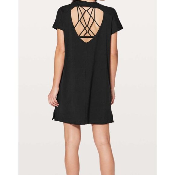 Lululemon Womens Day Tripper Mini Back Cut Out Dress In Black Size 10 Athleisure - Picture 1 of 7